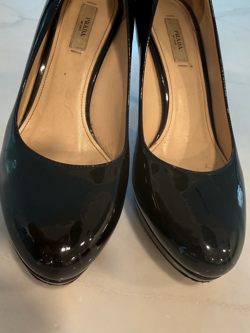Prada Black Patent Leather High Heel Pumps